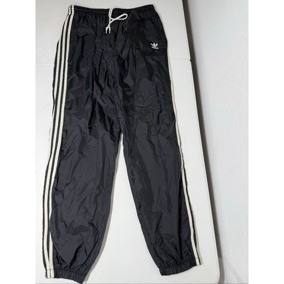 Vintage Y2K Adidas Wide Leg Black White 3 Stripe Trackpants Men's Sz L See Notes - Picture 5 of 12